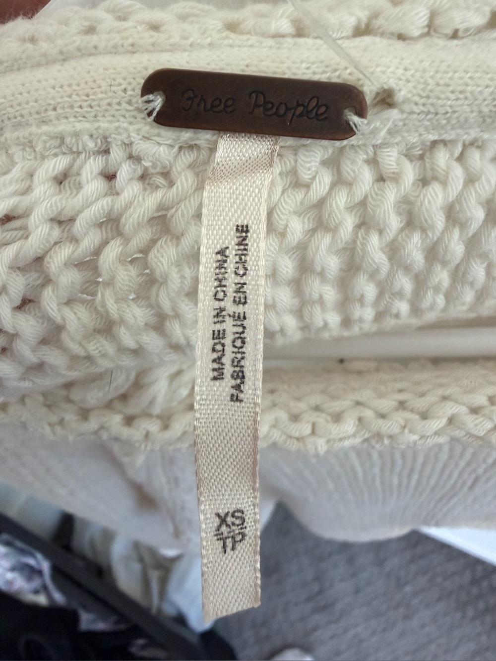 Free People Ivory Knit Crossbody Bag